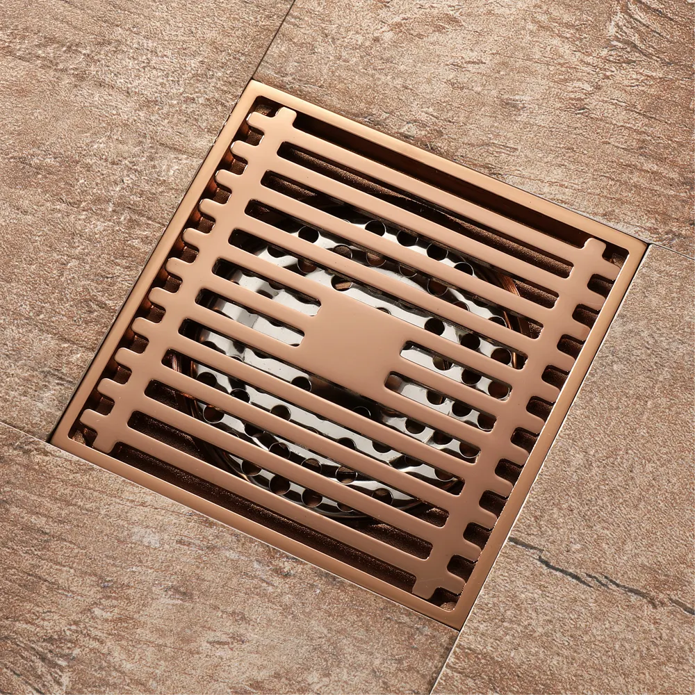 HIDEEP bathroom accessories 4 inch anti-odor rose gold shower floor drain