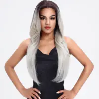 Perruque Lace Front Wig synthétique noire — Noble, perruque Lace Front wig à Body Wave longue clé suisse transparente de densité 130%