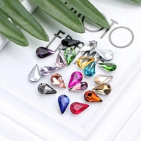 Lan Guang Vente en gros Strass en cristal goutte d'eau 5*8mm à dos pointu, perles fantaisie en verre de haute qualité sans nickel pour ongles