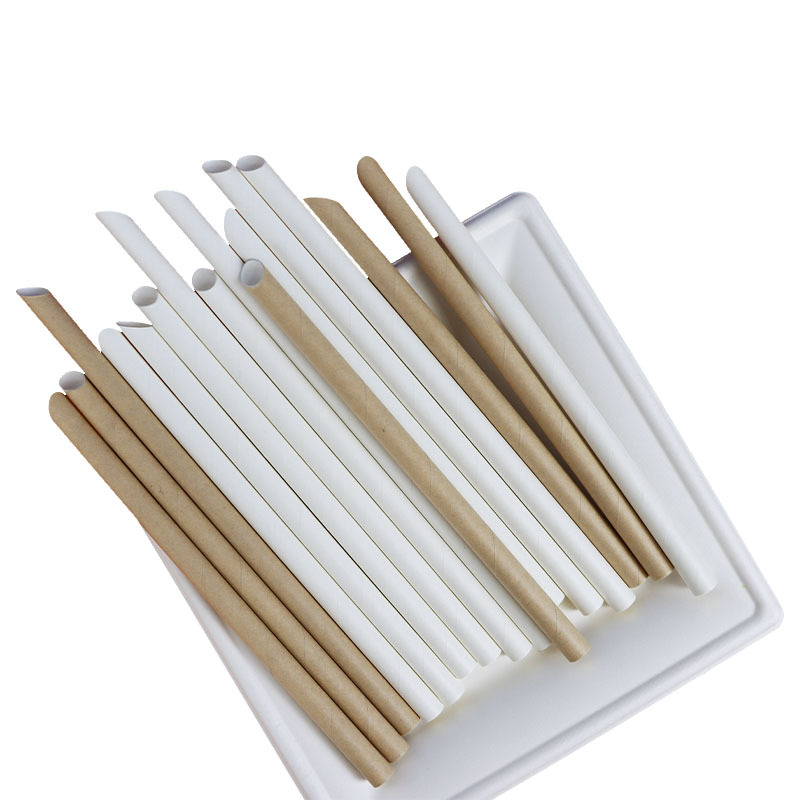 Wholesale 6mm Pointed Tip Recycled Kraft Paper Straws Individually Wrapped Biodegradable Disposable for Juice and Drinks