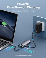 USB-C Adapter 4K 60Hz Dockingstation mit 7 Anschlüssen USB-A PD 100W TF/SD-Kartenleser für iPhone 15/Mac/PC/Steam Deck/Rog