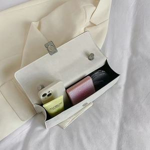 Structured Square <b>Bag</b> with Metal Clasp and Gold Finish Shoulder <b>Crossbody</b> for Women - Product Image 3