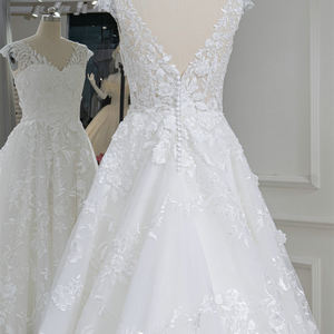 Jancember RL308 playa encaje flor fiesta nupcial boda A-line vestidos de mujer - Product Image 4