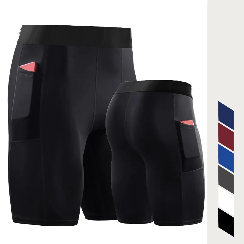 Pocket Mens Compression Quick, Dry Short Leggings Running collant palestra Fitness Sport Shorts Leggins maschio/