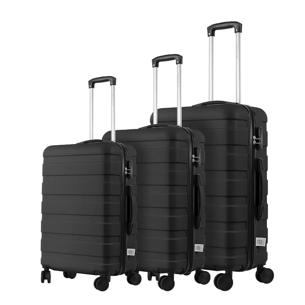 Travel Luggage Bag 3 Pieces Trolley Luggage Set Suitcase Factory Wholesale PVC PC Unisex Style Spinner Lock Colorful Material