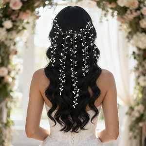 Serre-tête de mariée <span class=keywords><strong>vintage</strong></span> fait main avec perles et fleurs, simple et fluide, pour maquillage de scène féminin - Product Image 1