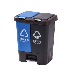 Dual Use 20L Plastic Trash Can With Lid Flip Top Sorting <b>Bin</b> For Kitchen Indoor <b>Square</b> Shape - Product Image 2