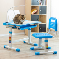 Table d'étude moderne en bois réglable en hauteur pour enfants, design ergonomique multifonctionnel, utilisation à domicile ou au bureau, couleurs rose, bleu, gris, vert