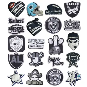 custom logo pvc charms shoes free sample oakland raiders shoe charms clogs men's and women's jibitz chill shoe charms