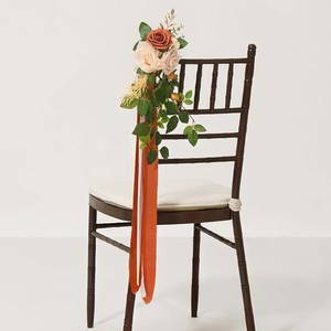 Ensemble de guirlande suspendue de fleurs de banc d'allée de huit pièces fleurs artificielles en soie pour la cérémonie de mariage - Product Image 4