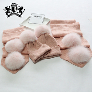 De moda de piel de zorro pompón sombrero para niños y adultos de <span class=keywords><strong>lana</strong></span> suave gorros - Product Image 3