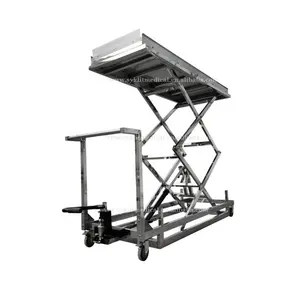 Hight adjustable funeral supplies dead body hydraulic lifting trolley mortuary freezer corpse transfer trolley