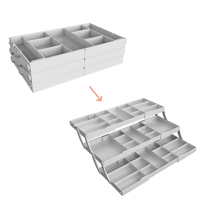 3 Tier Drawer Organizer Folding Kitchen Drawer Storage Desk Organizer for Makeup Jewelry