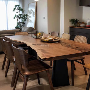 Table à manger en bois massif avec bord naturel en noyer d'Amérique du Sud |   Table Moderne 6 Places Multifonctionnelle Finition Mate pour la Maison, le Bureau et les Restaurants - Product Image 3