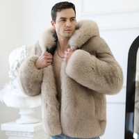 Haute qualité qualité hiver personnalisé hommes sweats à capuche véritable fourrure de renard veste manteau pour hommes