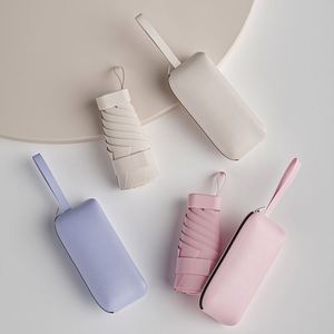 Sombrillas con Protección UV, Bolsa de Cuero con Cierre, Sombrilla Plegable Personalizada de 6 Pliegues con Logotipo para Chicas - Product Image 3