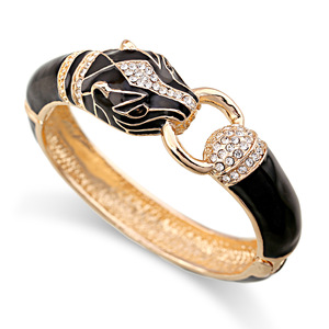 Retro Charm Animal Design <strong>Torque</strong> Cuff Bangle Rhinestone Drop Glaze Smooth Exquisite Chunky Luxury Jewelry - Product Image 6