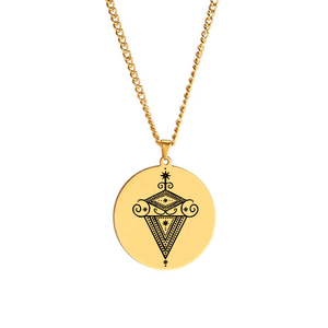 Veve La Sirene Voodoo Yemaya Símbolo Loa Sigilo <span class=keywords><strong>Mami</strong></span> Wata Espíritu Mágico del Agua Talismán Amuleto Collar con Colgante de Acero Inoxidable - Product Image 3