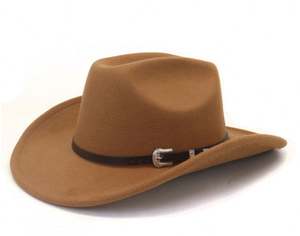 LN0422C Sombrero de Vaquero Clásico de Fieltro 100% Lana, Estilo Otoño-Invierno, Ala Ancha, Unisex, Estilo Inglés, Sombreros Formales, Venta al Por Mayor - Product Image 6