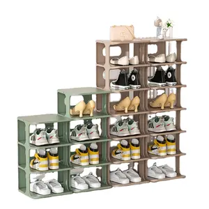 Simple multi-layer PP storage shoe rack Dustproof shoe cabinet Home bathroom door free of folding