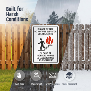 <span class=keywords><strong>Seguridad</strong></span> contra incendios bilingüe: EN CASO <span class=keywords><strong>DE</strong></span> INCENDIO, NO UTILICE EL ELEVADOR, UTILICE LAS ESCALAS, Cumple con ANSI/ISO |   Interior/Exterior |   Inglés y español - Product Image 3