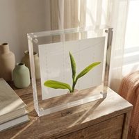 Blocs d'affichage magnétiques carrés personnalisés en acrylique transparent 4x4, cadre en lucite, cadre photo sandwich en plexiglas pour la décoration