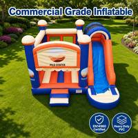 Château gonflable combiné géant interactif Carnival Grade 0.55mm PVC Bleu Orange EN14960 pour extérieur