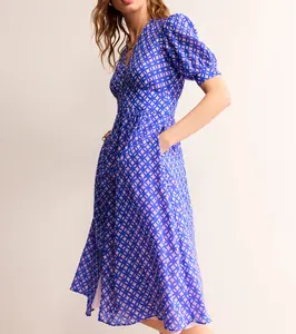 Fashion Customize Printed Long Sleeves Spring Casual Women Maxi Dress