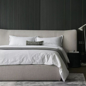 Juego de Cama Minimalista Personalizado al por Mayor para Hotel, Cama con Plataforma Tapizada en Crema, Precio de Fábrica, Fabricante de Muebles de Dormitorio OEM ODM - Product Image 5