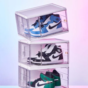Wholesale Custom Sneaker Folding Transparent Clear Plastic Storage Stackable Shoe Box