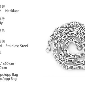 สร้อยข้อมือเหล็กไทเทเนียมสีเงินรูปตัววี สร้อยสแตนเลส สร้อยคอแฟชั่นบุรุษ ดีไซน์ไบแซนเทียม - Product Image 6