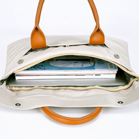 Sac fourre-tout pour ordinateur portable en tissu Oxford avec logo personnalisé pour femmes, sac à main professionnel avec bandoulière et poignée supérieure, blanc