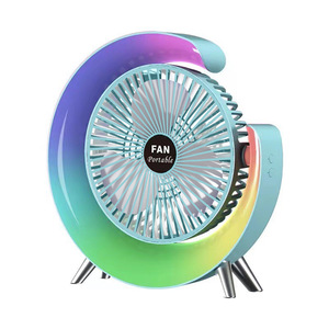 Symphony Flash Lighting Mini ventilador de soporte de mesa de alta calidad con luz RGB USB recargable para el hogar ventilador portátil de refrigeración - Product Image 1