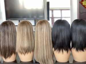 Listo para enviar, envío gratis, pelucas judías superiores de encaje de cabello humano europeo, pelucas certificadas Kosher sin pegamento para mujeres blancas - Product Image 6