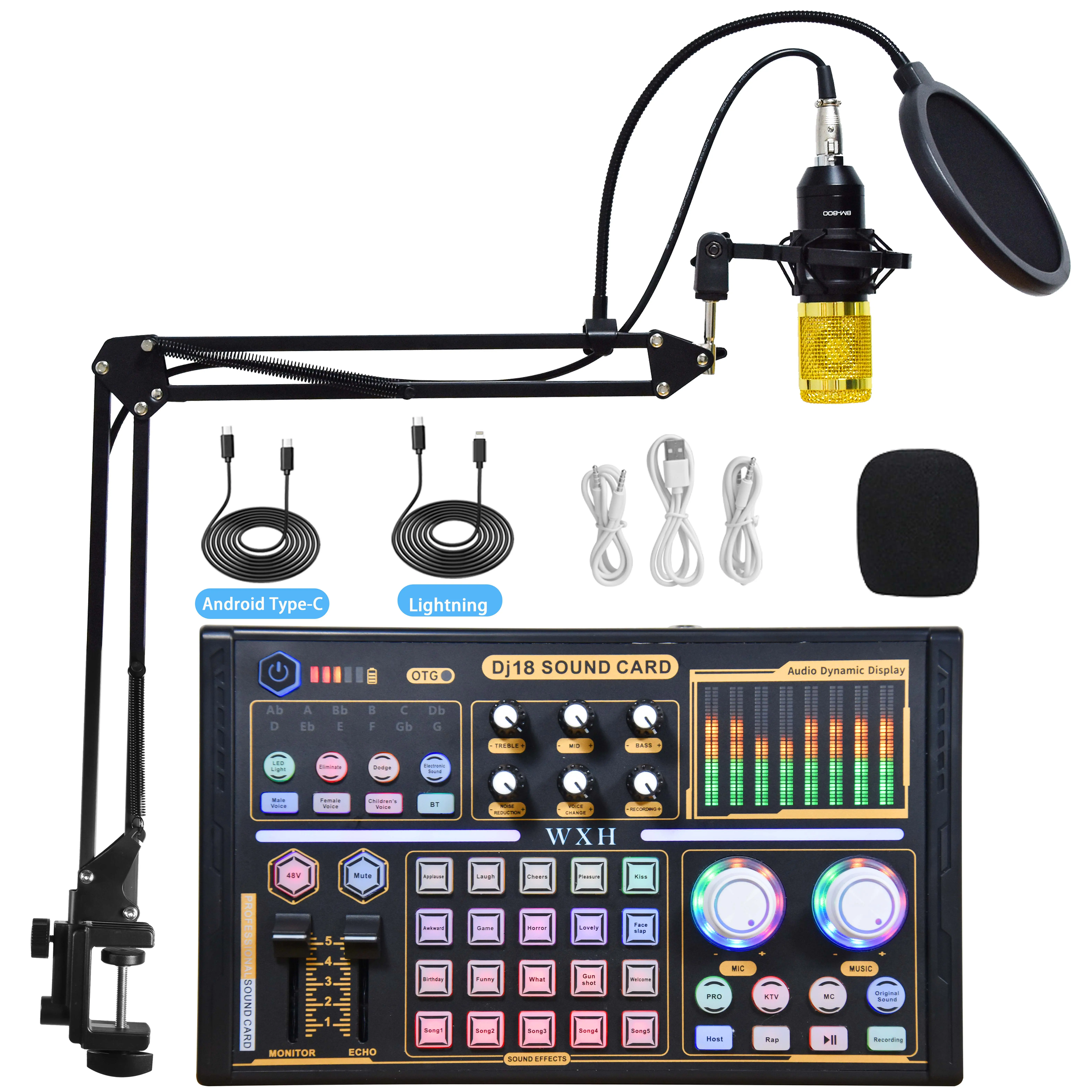 Bm 800 Professionele Dj18 Geluidskaart Set Bm800 Mic Opnamestudio Condensator Microfoon Voor Karaoke Podcast Voor Studio-Opname