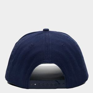 Casquette Snapback non structurée à 5 panneaux avec logo personnalisé OEM, visière légèrement incurvée, bleu foncé, coton, broderie, patch - Product Image 6