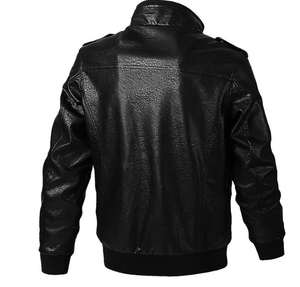<span class=keywords><strong>Chaqueta</strong></span> <span class=keywords><strong>de</strong></span> <span class=keywords><strong>Cuero</strong></span> PU Casual para <span class=keywords><strong>Hombre</strong></span>, Talla Grande, Estilo Bomber, Resistente al Viento, con Cuello Alto, para Motociclismo - Product Image 2