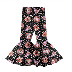 HotYulan Selling Kids Baby Boutique Halloween Print Bell Bottoms bambini ragazze morbido tessuto di <span class=keywords><strong>velluto</strong></span> caldo grandi <span class=keywords><strong>pantaloni</strong></span> svasati - Product Image 2