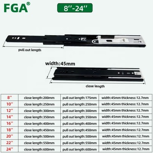 45mm Full-extension Soft Closing Ball Bearing Triple Extension <b>Drawer</b> <b>Slide</b> - Product Image 3
