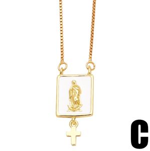 Populaire Nouveaux Bijoux Religieux Dainty 18k Plaqué Or Émail Blanc Virgen de Guadalupe St Benoît <span class=keywords><strong>Scapulaire</strong></span> Collier - Product Image 4
