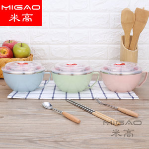 Migao Stainless Steel Food Storage Bowl With Lid Nordic Color Round Shape For Picnic <b>Lunch</b> <b>Box</b> - Product Image 2