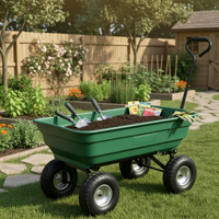 Chariot utilitaire robuste à 4 roues en acier pour extérieur, chariot à outils, chariot de jardin, chariot à mailles, chariot pliable