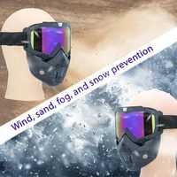 BAOBAO masque facial amovible lunettes de mouvement pour l'équitation Dirt Ski ATV Motocross course coupe-vent anti-brouillard chaud pour adultes en gros