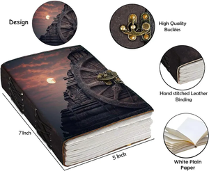 สมุดบันทึกหนังแท้ Good Vibes Only ลายดอกไม้สไตล์โบโฮ ทำมือ สมุดจดบันทึกวินเทจ สมุดบันทึกคำยืนยันเชิงบวก - Product Image 3