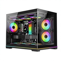 Ordinateur de jeu de compétition électronique double face en acier, micro ATX, tour moyenne, vertical, avec refroidissement liquide 360°, vue sur la mer