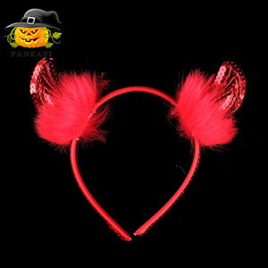 Diadema con cuernos de diablo con lentejuelas, accesorio rojo para disfraz de Halloween, accesorio de cosplay para adultos y niños - Product Image 1