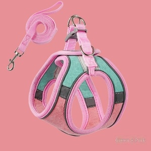 <span class=keywords><strong>Harnais</strong></span> et laisse réfléchissants réglables en daim pour animaux de compagnie – Ensemble coloré et doux pour chiens et chats – Vente en gros - Product Image 2