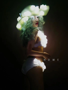 Комплект бикини из трех предметов «Белое свечение» для женщин, для выступлений в ночных клубах и танцевальных шоу, 100% полиэстер - Product Image 3