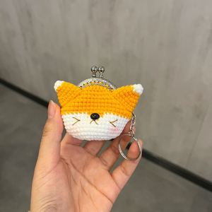 Handmade Crochet Coin Purse Keychain Knitting Animal Dolls Sheep Rabbit Dog Pig Bear Wallet Key Chains Crochet Cute Weaved Purse - Product Image 2