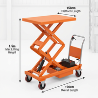 Chariot à plateforme électrique à ciseaux à quatre roues en acier 1200W, capacité 500kg, avec fonction de marche arrière, pour usage industriel